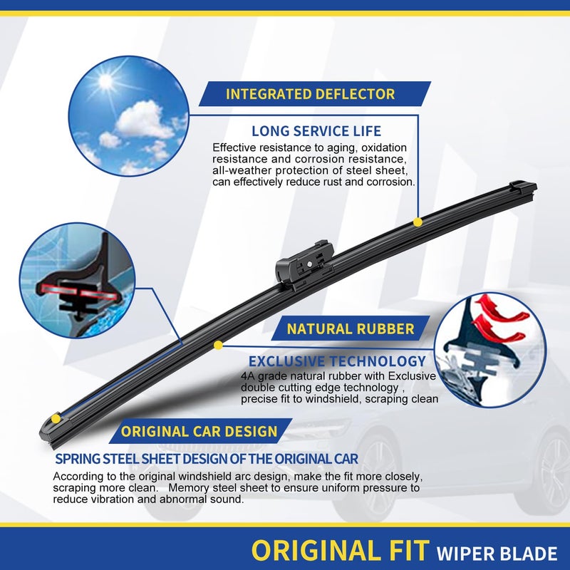 ANRDDO wipers Replacement for MBZ W207 W212 E350 E400 E550 E63 AMG W204 Class C250 C300 C350 C63 AMG W218 C218 CLS550 CLS63 AMG Original Equipment Wiper Blades 24"+24" (Set of 2) Side Lock - Image 4
